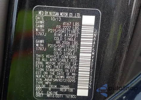 2013 Nissan Juke Sl из США, поврежденный, VIN JN8AF5MVXDT210295